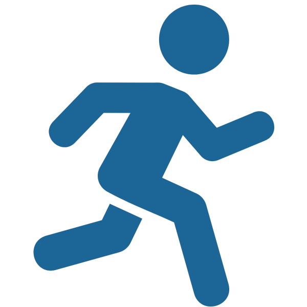 Keeping Up blue icon of a human running